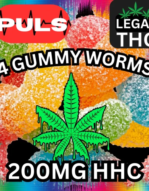 HHC-infused gummies - 50mg per gummy, 200mg per 4 count.